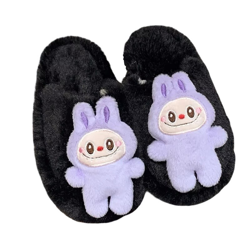 Childrens Labubu Black Slippers