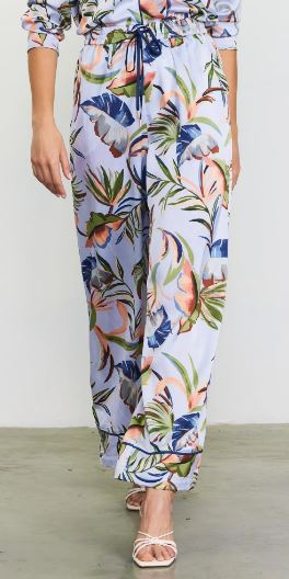 Skies Are Blue Silver/Olive Floral Wide Leg Pants