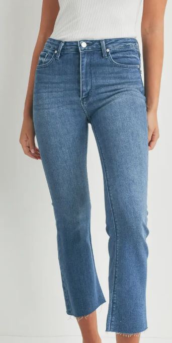 Just Black Denim HR Tonal Crop Flare - Medium Denim