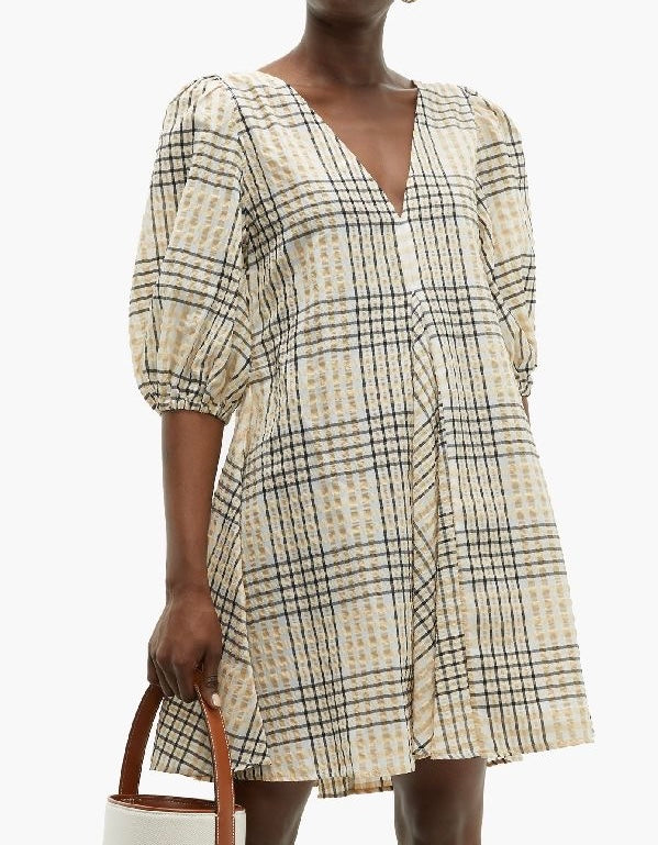 Ganni Seersucker Dress - Size 38 Fits like a Medium/Large