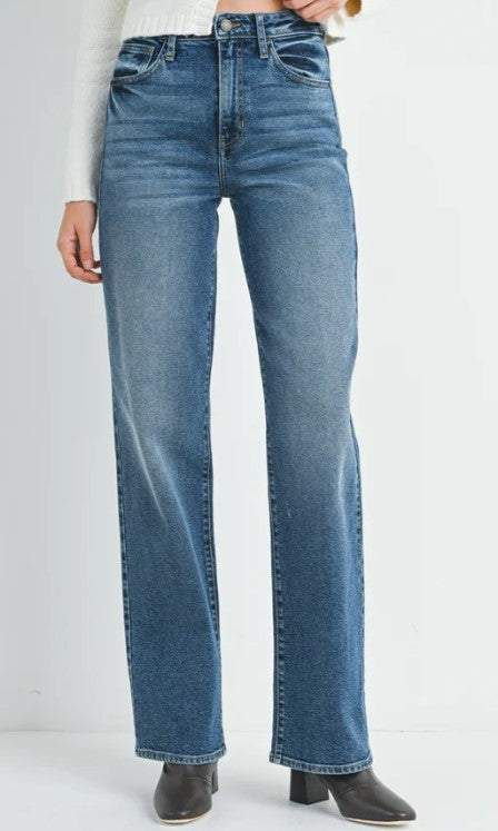 Just Black Denim Longer Length Straight - Dark Denim
