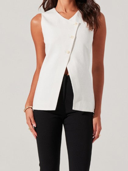 ASTR White Asymmetric Vest