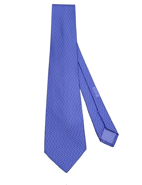 Hermes 100% Silk Tie - Bright Periwinkle Print