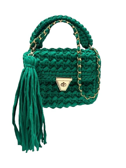 Crochet Flap Bag Small Weave - Green