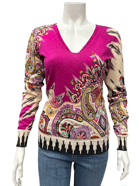 Etro V-Neck Long Sleeve Knit - Size 40