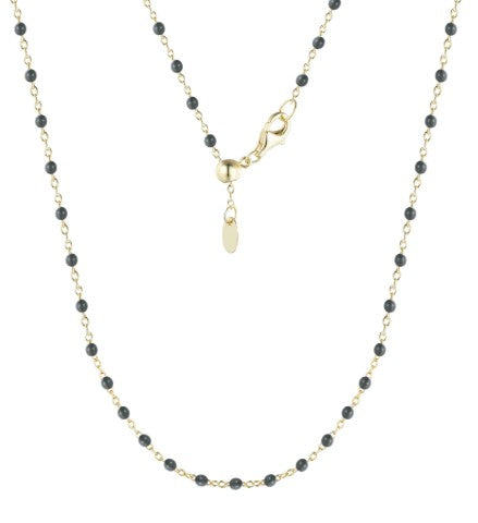 Kamaria Enamel Beaded Chain Necklace - Black/Gold