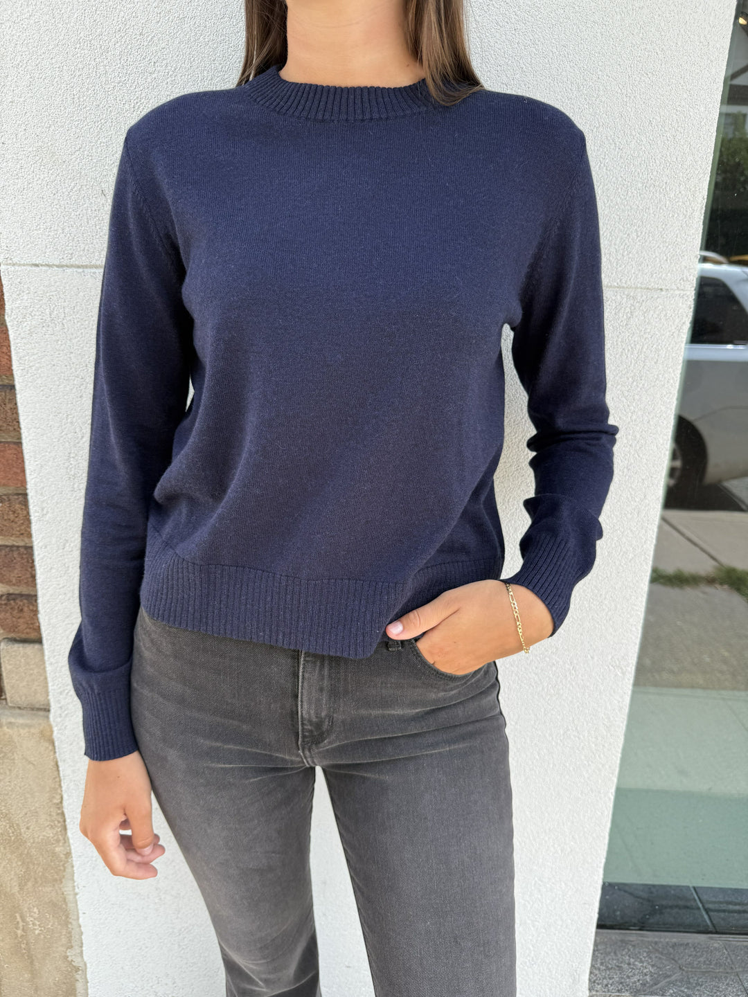 Alashan Cotton Cashmere Stacy Shrunken Crew Neck - Abyss
