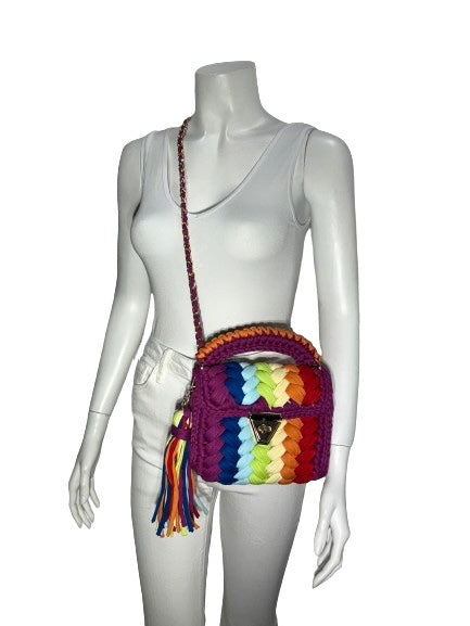 Crochet Flap Bag - Multicolor
