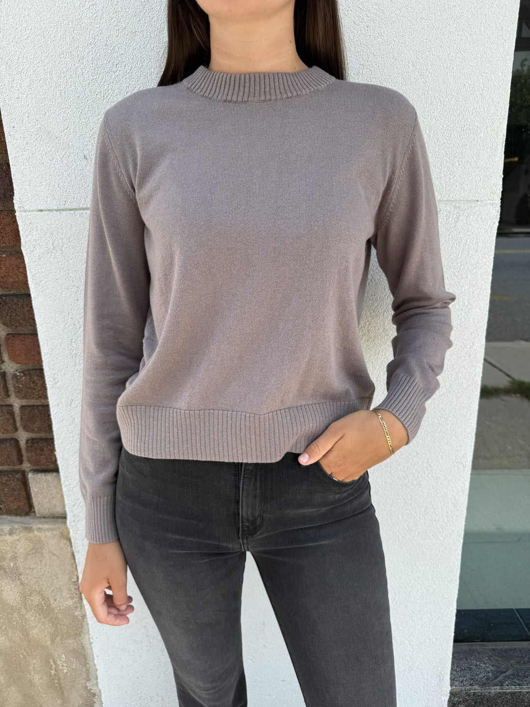 Alashan Cotton Cashmere Stacy Shrunken Crew Neck - Oak