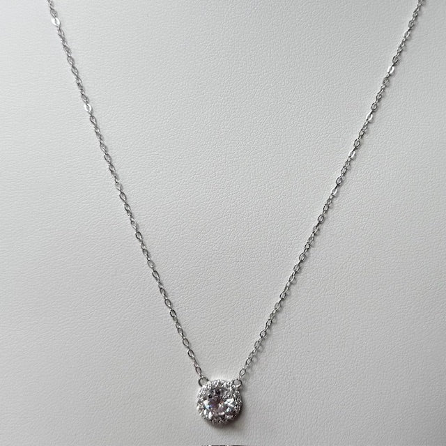 Sterling Silver Circle Crystal Necklace