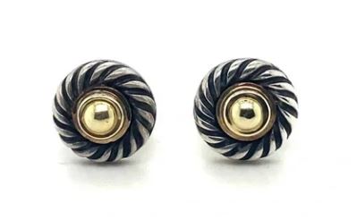 David Yurman Sterling Silver & 14K Gold Cookie Cable Stud Earrings