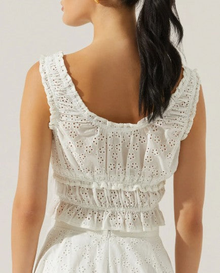 ASTR White Smocked Sleeveless Blouse