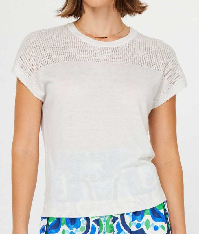 Current Air White Short Sleeve Knit Top