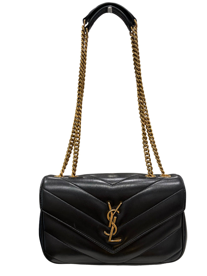LOULOU small in MATELASSÉ Black lambskin