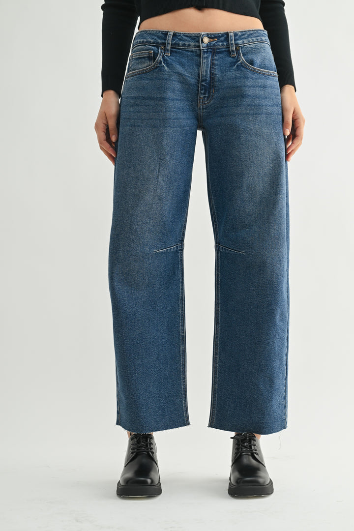Just USA Mid Ride Barrel Jean - Dark Denim