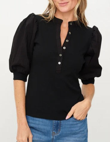 Six Fifty Black Mixed Media Audrey Top