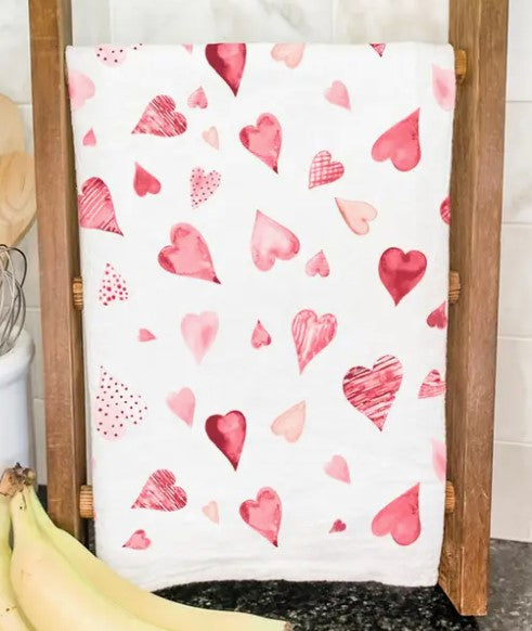 Scattered Hearts Tea Towel