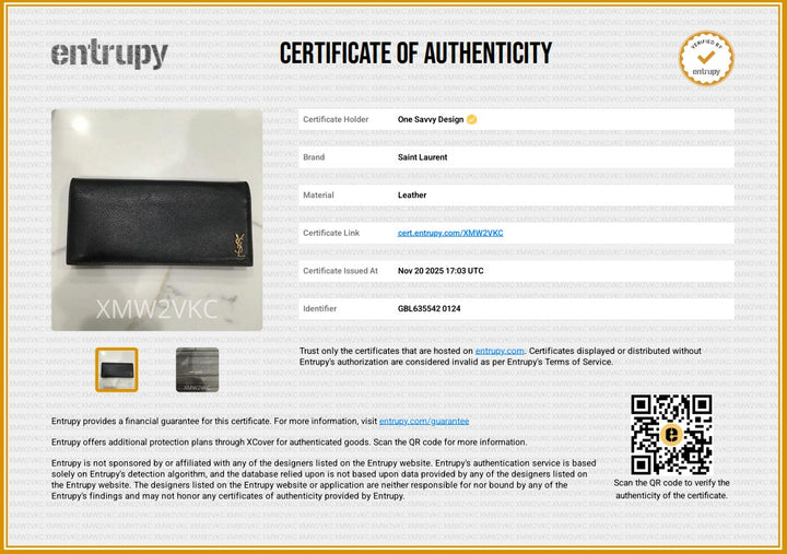 Saint Laurent Cassande Flat Wallet