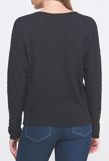 Allie Rose Pointelle Sweater - Black