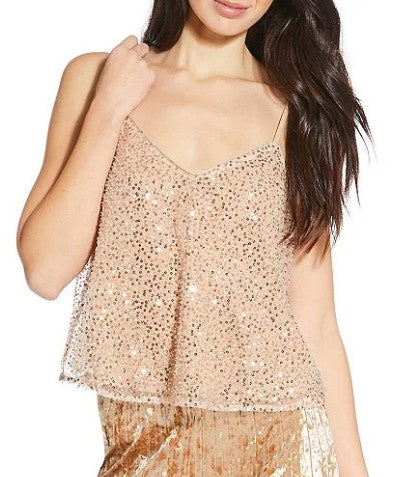 Skies Are Blue Sequin Cami - Rose Gold