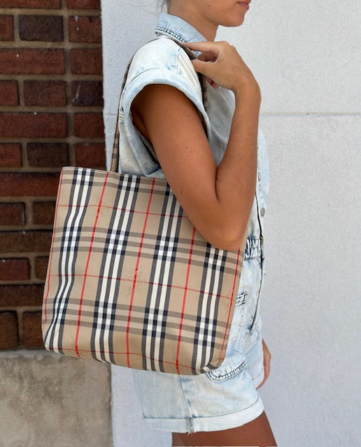 Burberry Haymarket Canvas Tote