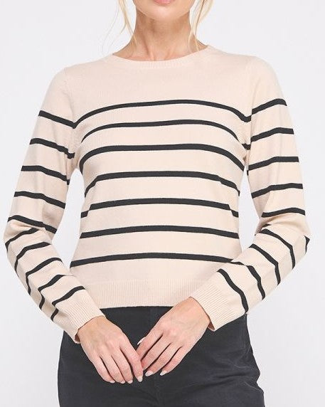 Allie Rose Striped Sweater - Sand Black