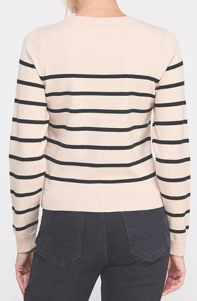 Allie Rose Striped Sweater - Sand Black