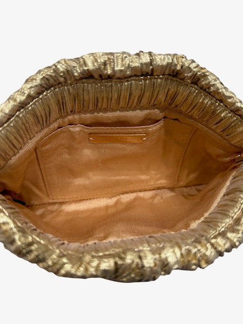Loeffler Randall Brit Gold Flat Pleated Clutch