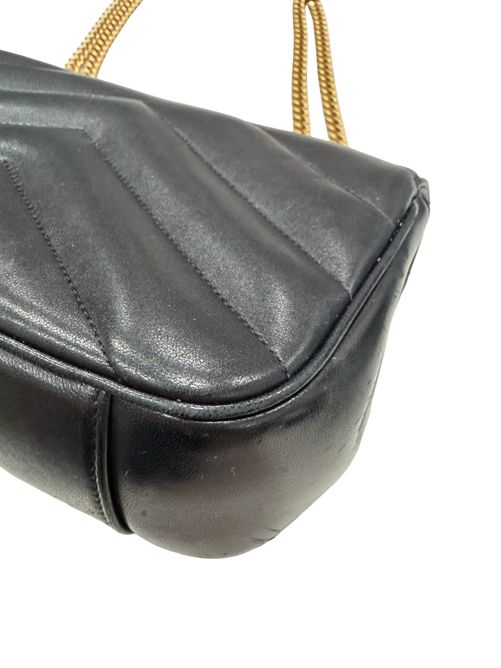 LOULOU small in MATELASSÉ Black lambskin