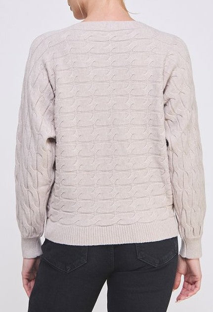 Allie Rose Dolman Cable Sweater- Warm Heather Oat