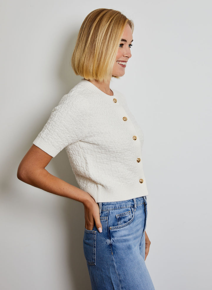 Design History Short Sleeve White Sweater
