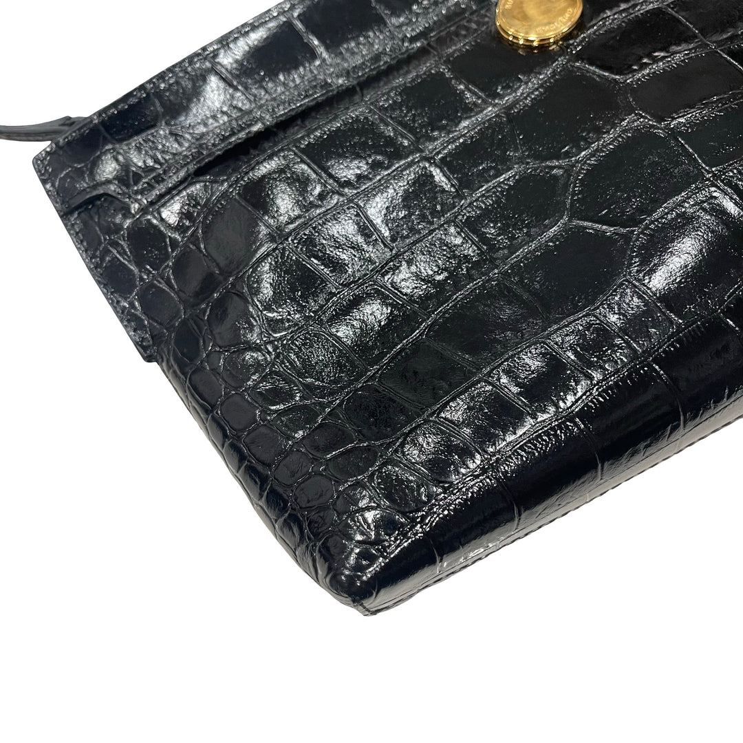 Vintage Burberry Croc-Embossed Crossbody