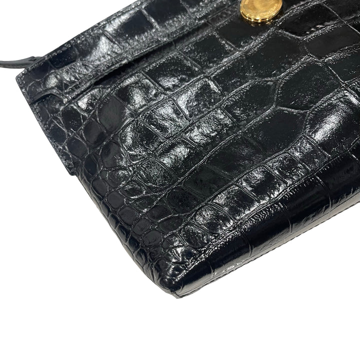 Vintage Burberry Croc-Embossed Crossbody