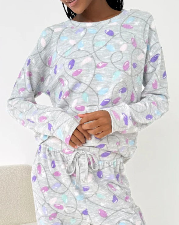 Splendid Holiday Lights Waffle Pajama Set