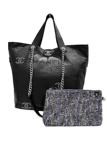 Chanel Eyelet Shopping Tote w/ Pouch