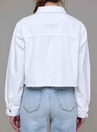 Hidden White Cropped Shirt Jacket