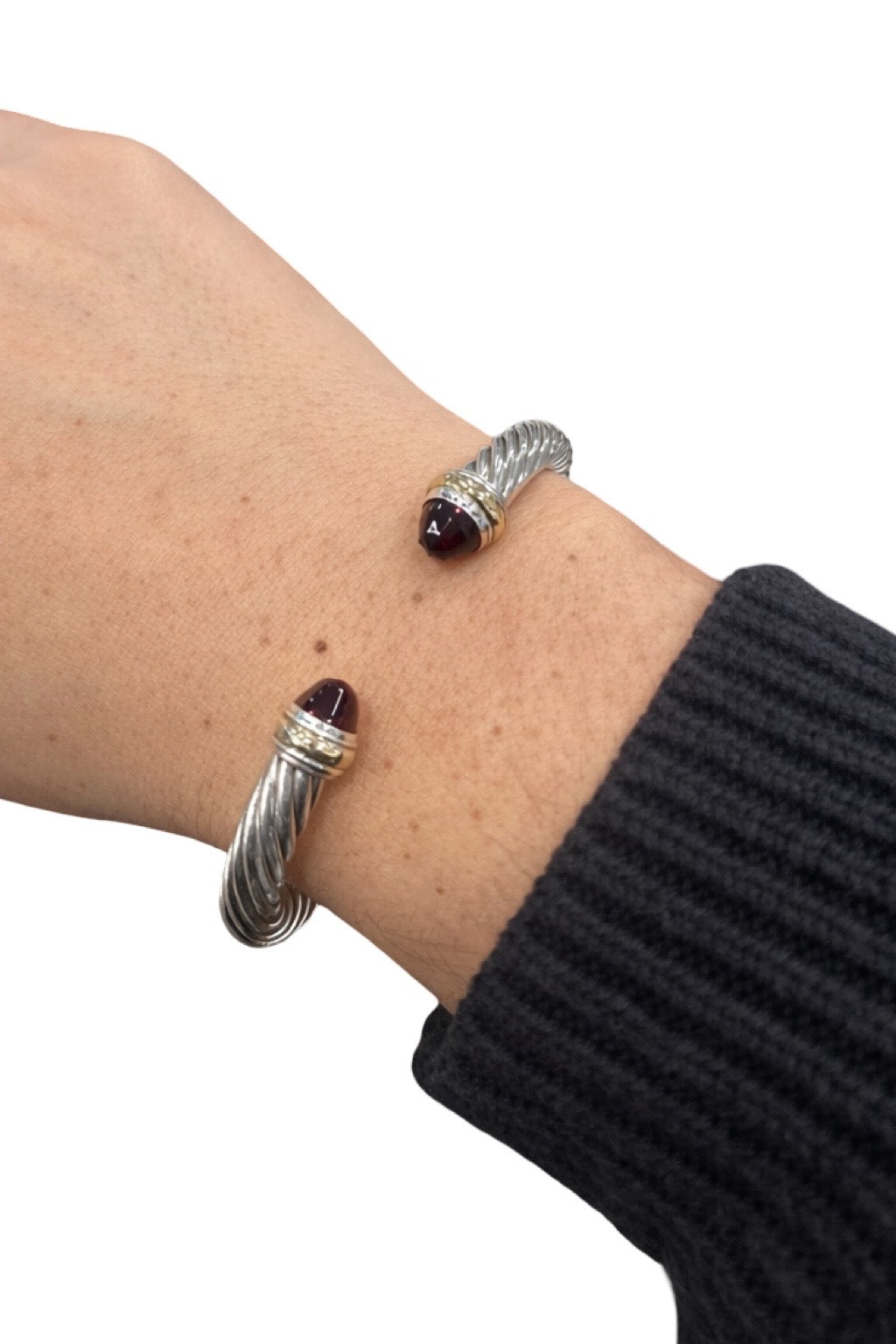 Garnet Cable Bracelet 7mm