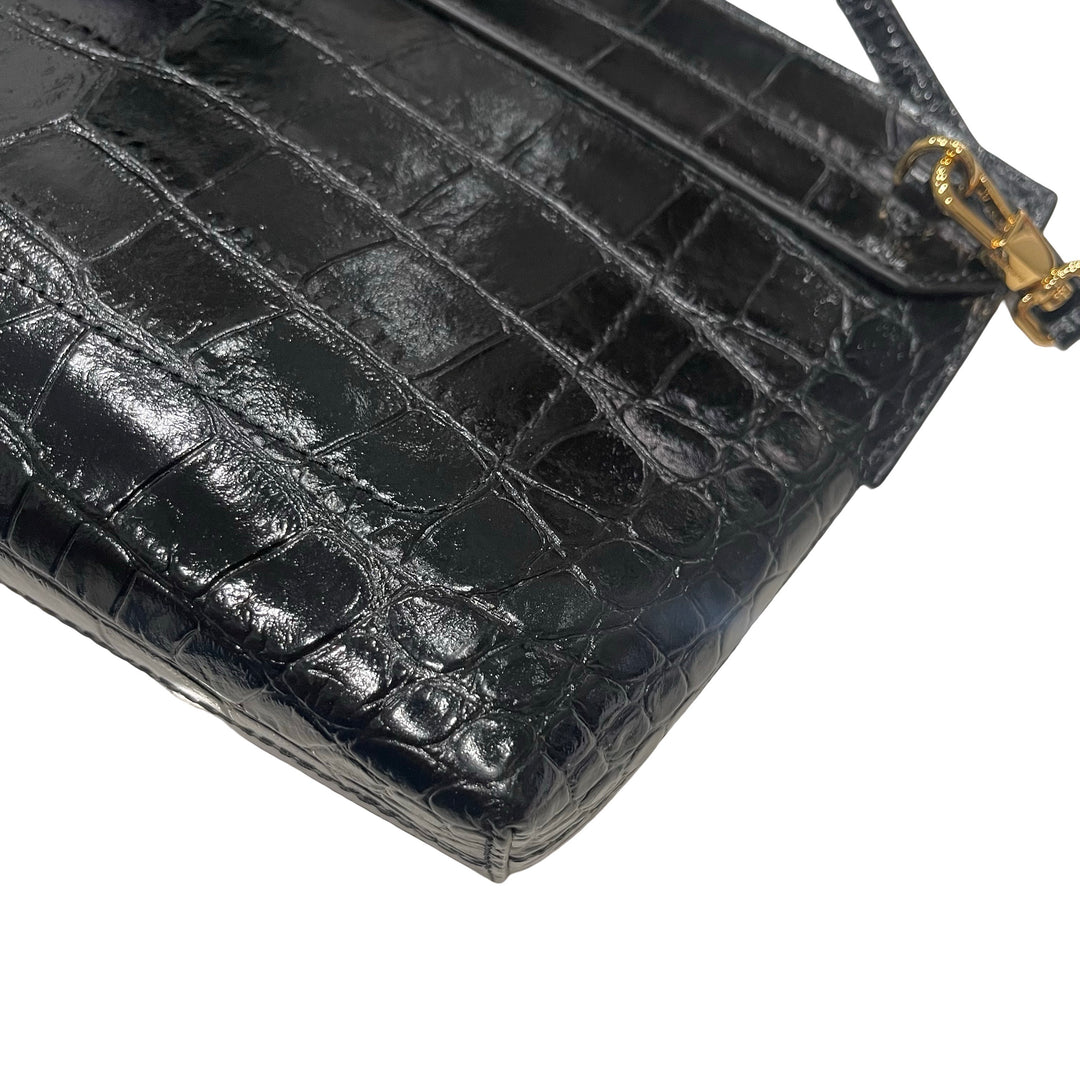 Vintage Burberry Croc-Embossed Crossbody