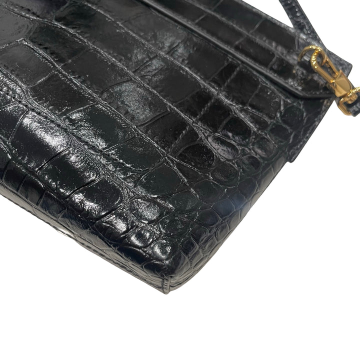Vintage Burberry Croc-Embossed Crossbody