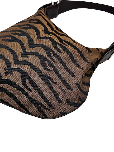 Fendi Zebra Oyster Shoulder Handbag