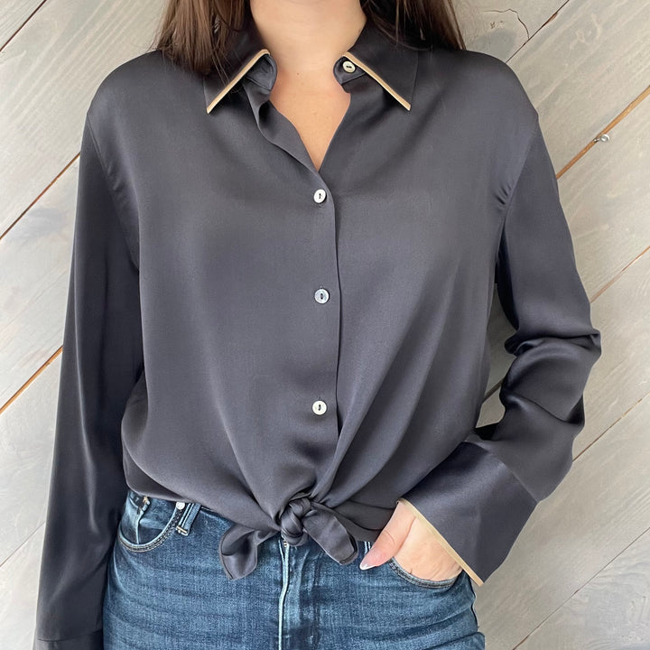 Vince Silk Button Down Blouse - Medium (New With Tags) Giftable