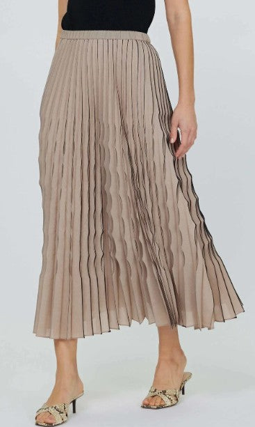 Current Air Pleated Midi Skirt - Taupe/Black