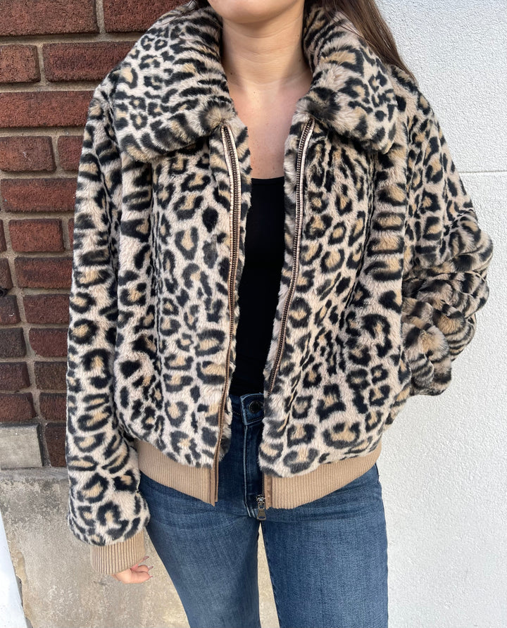 Generation Love Leopard Faux Fur Jacket - Large (New With Tags) Giftable