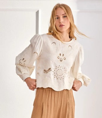 Embroidered Cropped Blouse