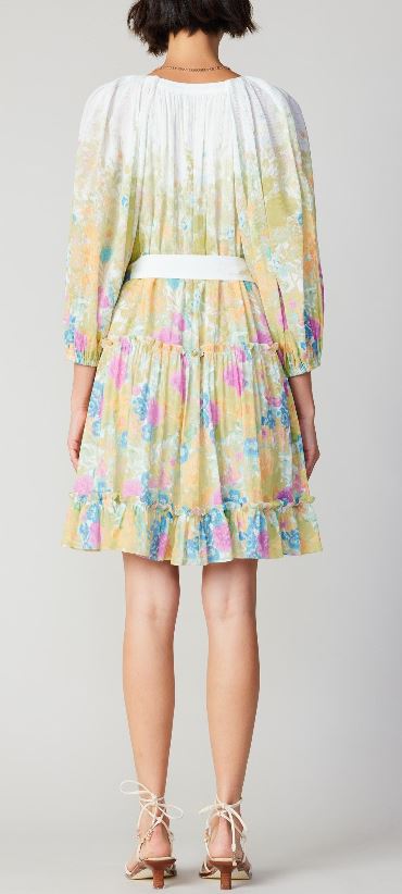 Current Air White/Multicolor Floral Ombre 3/4 Sleeve Dress