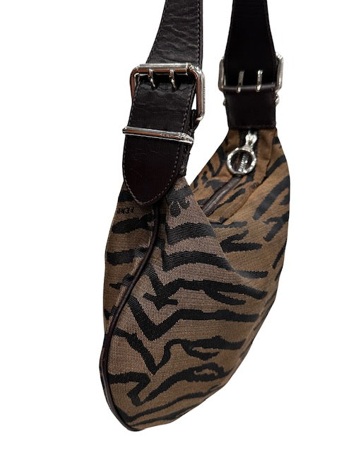 Fendi Zebra Oyster Shoulder Handbag