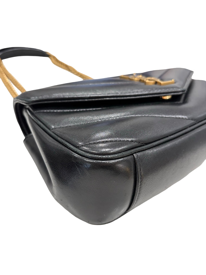 LOULOU small in MATELASSÉ Black lambskin