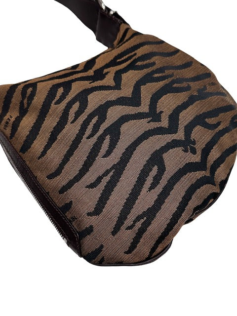 Fendi Zebra Oyster Shoulder Handbag