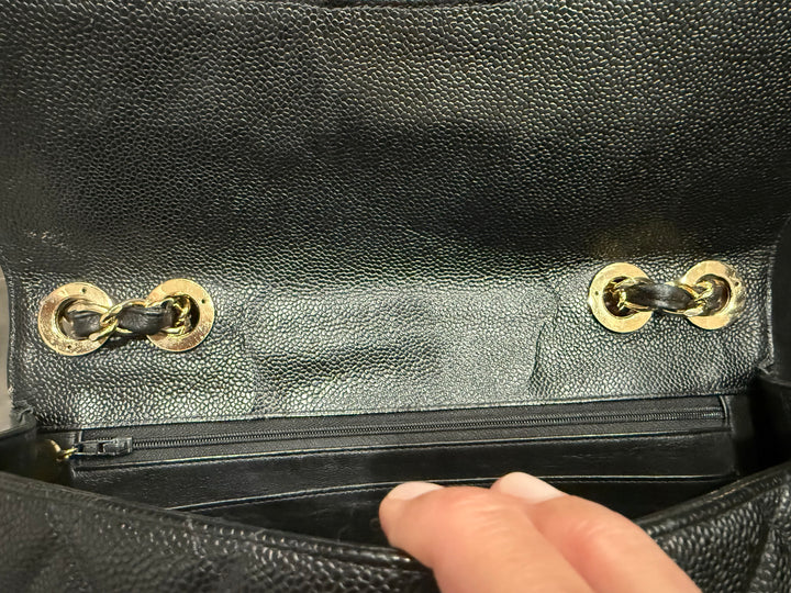 Chanel Caviar Leather Classic Flap Handbag - 24k Gold Hardware - Large