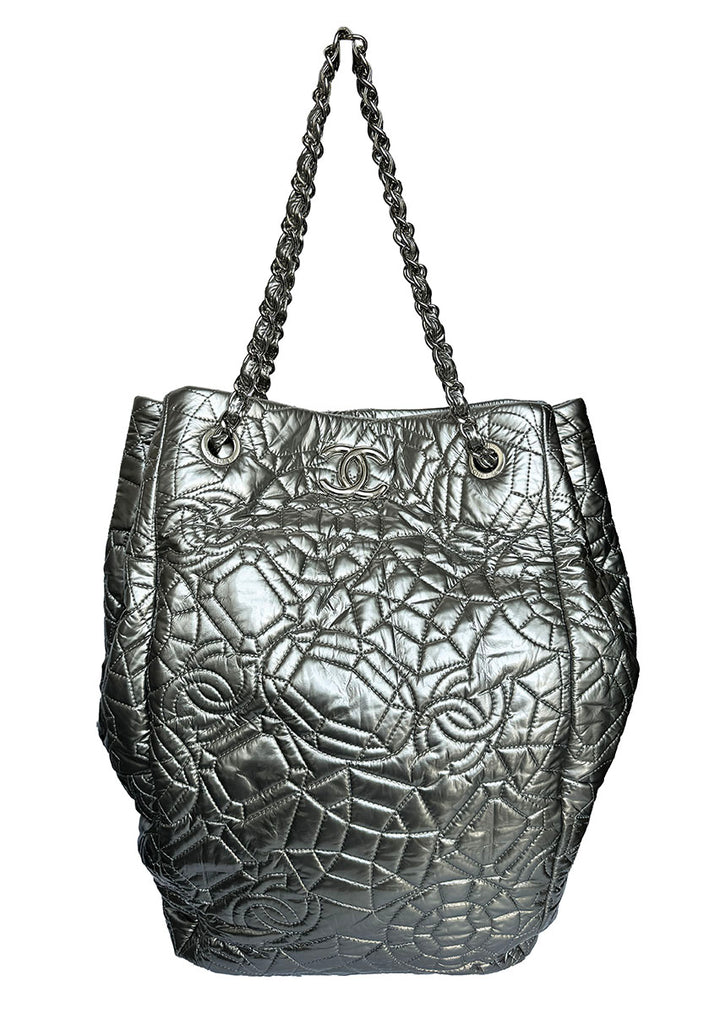Chanel Silver Graphic Edge Tote